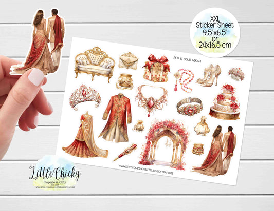 XXL Sticker Sheet -Red & Gold Nikah Sticker Sheet